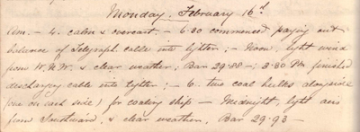 16 February 1880 journal entry
